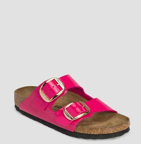 Růžové dámské pantofle Birkenstock Arizona BB BF Patent Narrow 1027828-pink