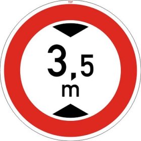 Dopravní značka B16 - Zákaz vjezdu vozidel, jejichž výška přesahuje vyznačenou mez