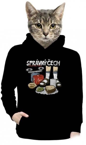 Správný Čech dámská mikina klokanka Black – digi-tisk (na objednání)