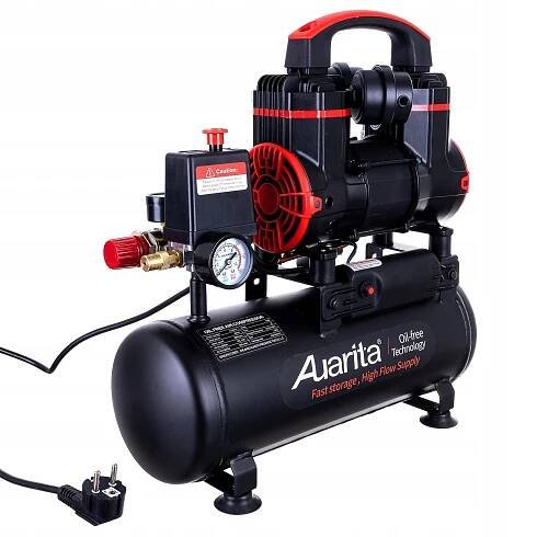 Bezolejový kompresor, zásobník 8L, výkon 100l/min na výstupu, 70dB, AUARITA