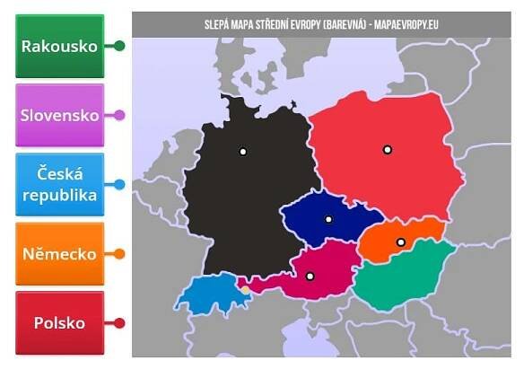 Slepá mapa (sousední státy ČR) - Vlastivěda Naše Vlast 4. Ročník