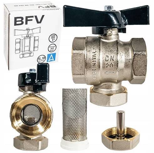 VENTIL KULOVÝ KOHOUT   SÍŤOVÝM FILTREM A MAGNETEM BFV GW FI 1" DN25 PEVNÝ