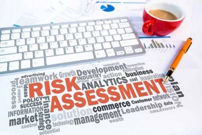Risk assessment word cloud stock photo