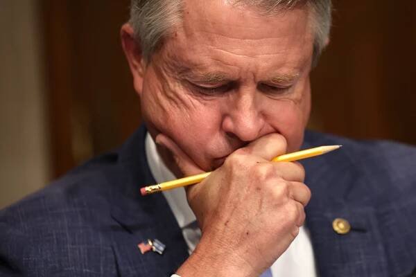 Roger Marshall at the Senate Health, Education, Labor and Pensions Committee confirmation hearing for Monica Bertagnolli in Washington, D.C., on October 18, 2023. | Source: Getty Images