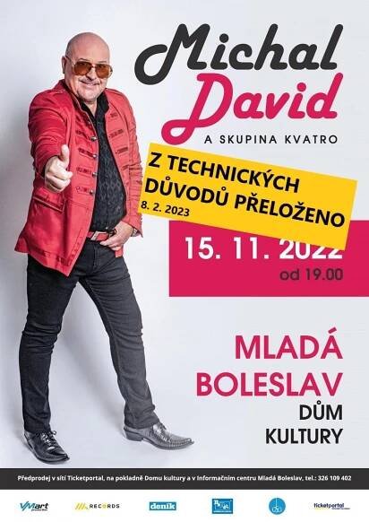 Michal David - 8. února 2023, 19:00 @ Dům kultury Mladá Boleslav, Mladá Boleslav