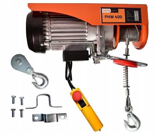 Elektrický naviják 400 kg ocelové lano 18 m 230V