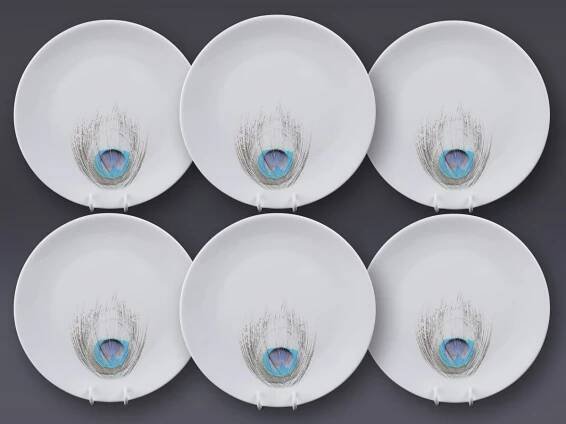 6x mělký talíř 21 cm (Páv)
