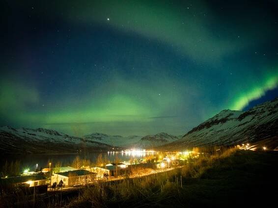 Northern Lights above Neskaupstadur" Eastfjords
