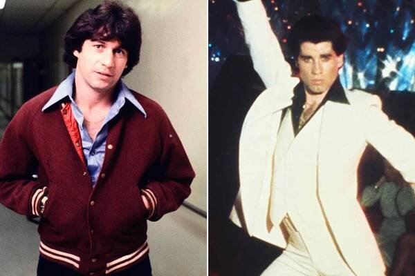 Joey Travolta on the set of 'Sunnyside' on March 10, 1979. ; John Travolta in 'Saturday Night Fever'.