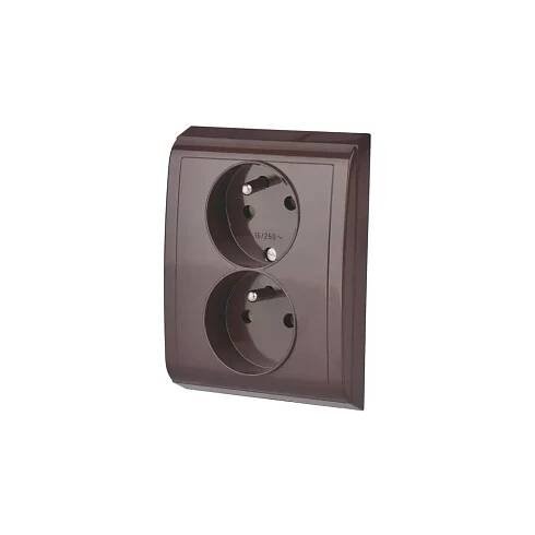 Obrázek produktu Dvojzásuvka 230V/10A pod omítku PRAKTIK 4FN 150 88.916 hnědá