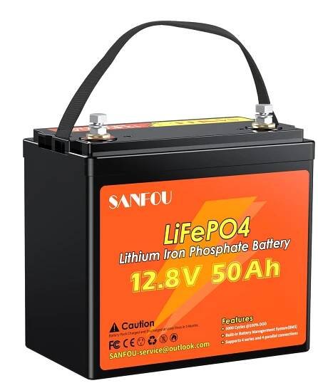 SANFOU 12.8V 50 Ah LiFePO4 battery, Built In 50A BMS