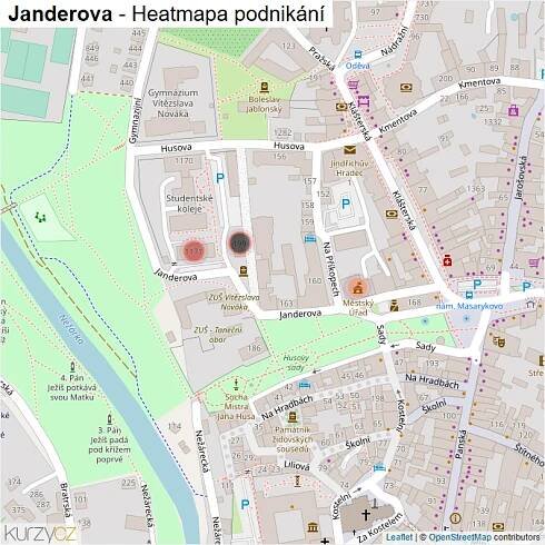 Mapa Janderova - Firmy v ulici.