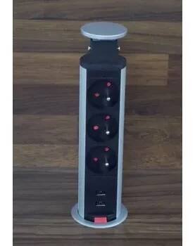 Výsuvný el. sloupek - 3 zásuvky 220 V + 2x USB