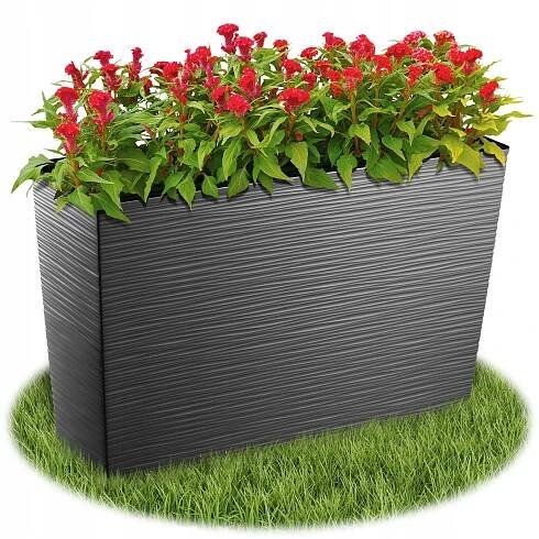 KVĚTINÁČ KVĚTINÁČ ZÁHON VYSOKÝ + VKLAD 19x56cm GRAFIT TERASA Délka 56 cm