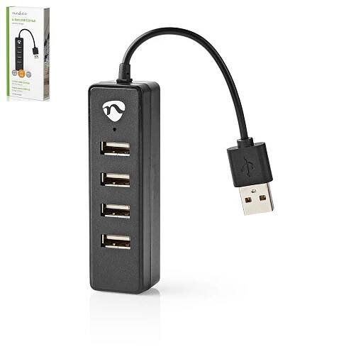 Nedis UHUBU2420BK rozbočovač 4 Port USB Hub