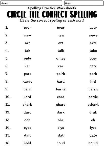 14 Printable Spelling Practice Worksheets - Free PDF at worksheeto.com