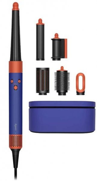 a dyson hair dryer with a blue case
