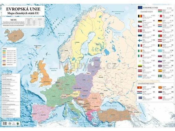 Evropská unie - nástěnná mapa 160 x 120 cm, lamino + 2 lišty | NÁSTĚNNÉ MAPY - MapyCZ.cz