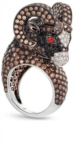 aries-ring-brown-colourless-diamonds-black-orange-sapphires-rubies-18kt-white-black-gold-ring-3jpg - Roberto Coin