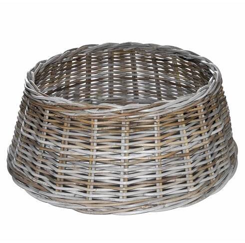 Koš na vánoční stromek NEVIN z ratanu, šedohnědý, 20cm, Ø65cm