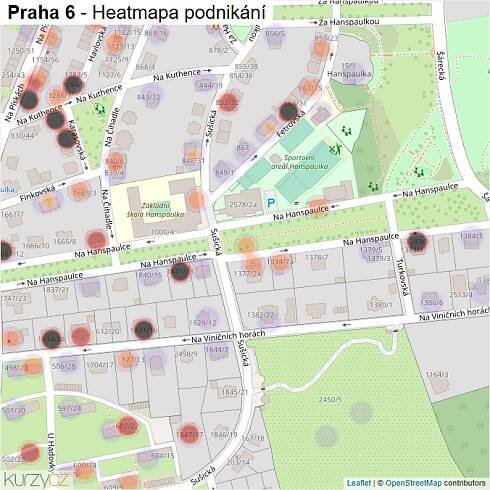 Mapa Praha 6 - Firmy v městské části.