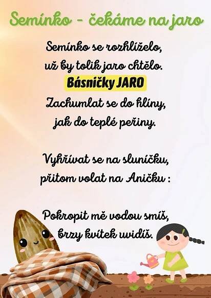 Básničky JARO. Semínko - čekáme na JARO! in 2025