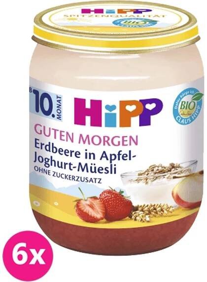 6x HiPP BIO Müsli, jahody a jogurt (160 g) - ovocný příkrm | feedo.cz