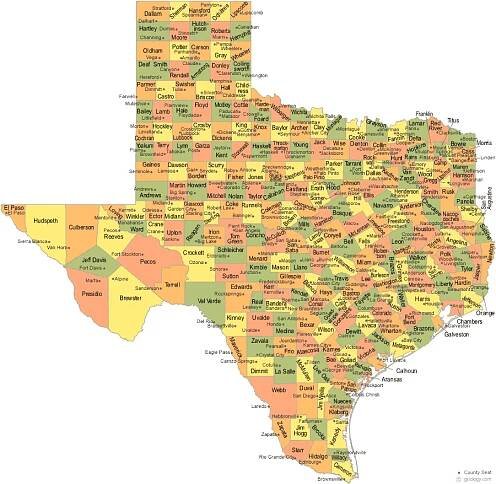 map of Texas Counties