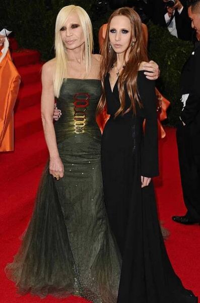 Donatella Versace and Allegra Versace Beck attend the 'Charles James: Beyond Fashion' Costume Institute Gala on May 5, 2014 in New York City.
