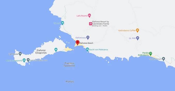 Mapa pláže Elafonisi