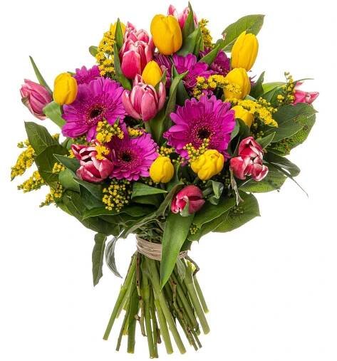 Gerbery a mix tulipánů