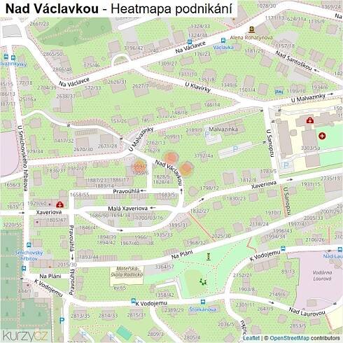 Mapa Nad Václavkou - Firmy v ulici.