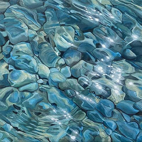 Acrylic Painting 'Water Crystal' 20cm x 20cm