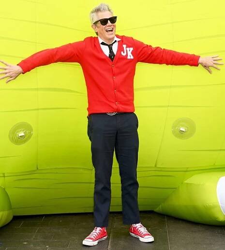 Johnny Knoxville visits Leicester Square to promote “Jackass Forever” with very special guest “Pontiusaurus” on February 05, 2022 in London, England.