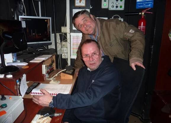 Alexandr Postler s Alešem Alinčem v inspici u jeviště, foto Radek Smetana 