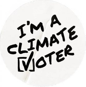 Sticker that says 'I am a climate voter'