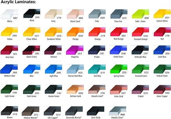 Acrylic Laminate Colors