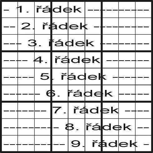 popis radku