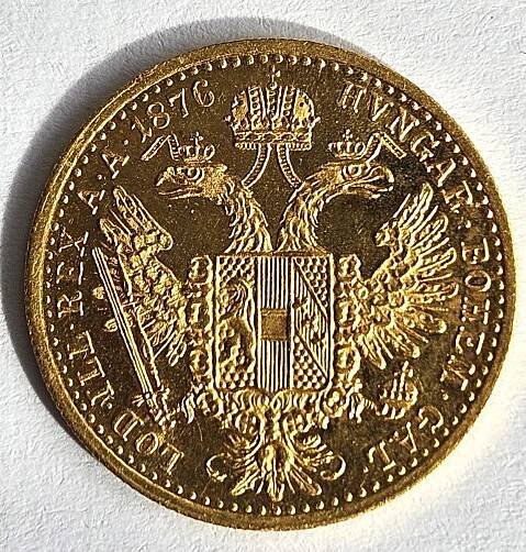 1 Dukát 1876, 3,49g, Au 986/1000, 19,8mm - krásný lesk - Numismatika