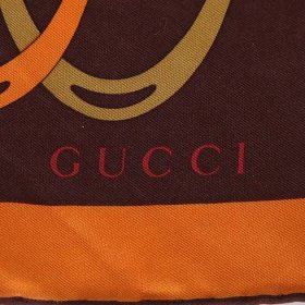 Gucci - Stirrup Print Silk Scarf Brown/Orange