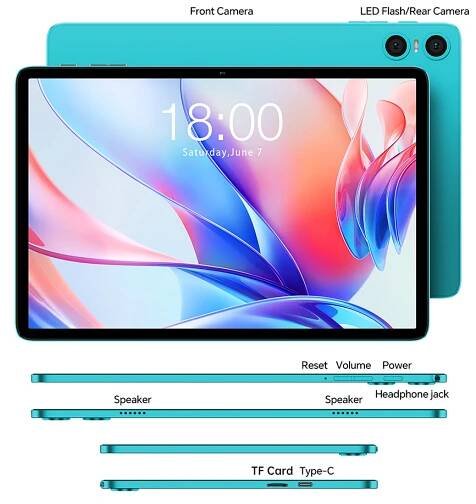 Teclast P30 Tablet, 10,1-palcový Android 14, T606 CPU, Max 12(4+8)GB RAM 128GB ROM, 1280x800 HD IPS, Quad-Core WiFi 6, Dual Speaker &; Camera, Type-C/ GMS/ Bluetooth/ 3,5mm Jack