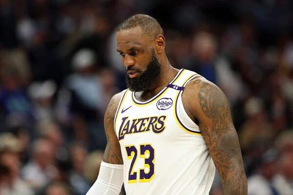 LeBron James reacts.