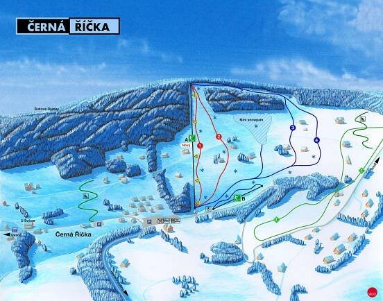 Černá Říčka - mapa sjezdovek