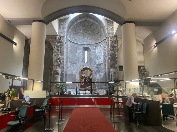 You walk into a Genoa bank and you find a church!