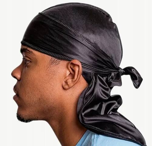 Šátek Durag nákrčník na hlavu pánský, černý