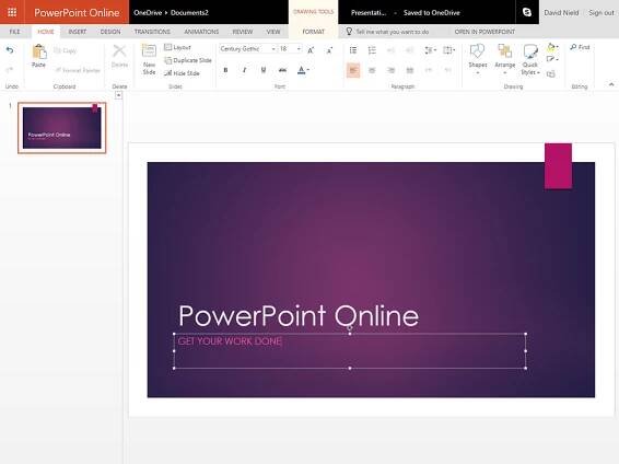 PowerPoint Online Microsoft Suite presentation maker interface