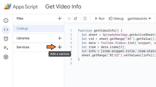 The plus button for adding a new service.