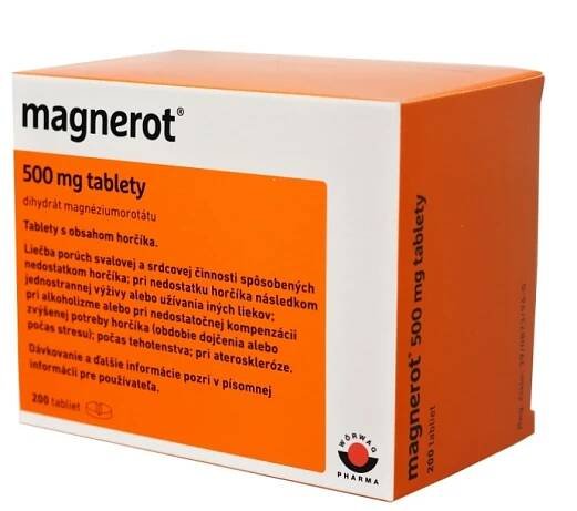 Magnerot s obsahom hořčíka 200 tabliet