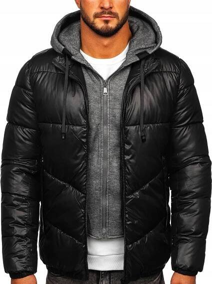 Černá prošívaná pánská zimní bunda Denley B2906A_3XL