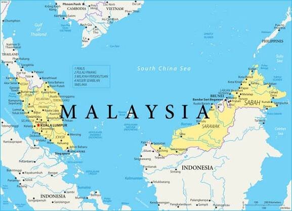 mapa malajsie - vektor - sabah map stock ilustrace